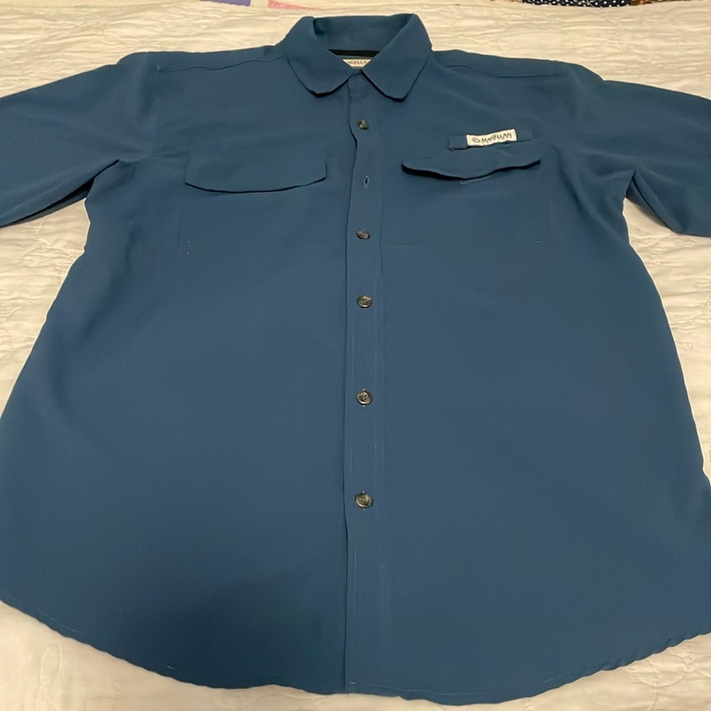 Magellan Outdoors, Size Medium, Blue, long sleeve, shirt